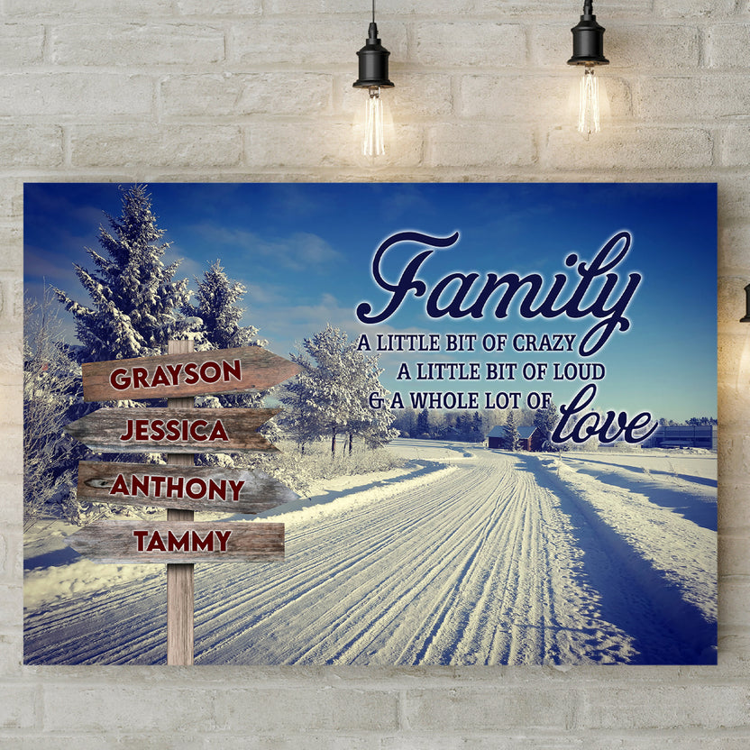 Family Gifts, Family A Little Bit Of Crazy A Little Bit Of Loud & A Whole Lot Of Love, Personalized Canvas Wall Art, Gifts For Mom Dad, Poster Prints Home Decor, Family Wall Art