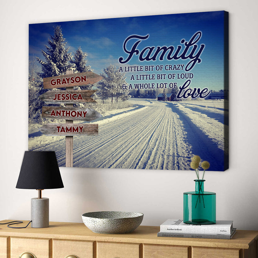 Family Gifts, Family A Little Bit Of Crazy A Little Bit Of Loud & A Whole Lot Of Love, Personalized Canvas Wall Art, Gifts For Mom Dad, Poster Prints Home Decor, Family Wall Art