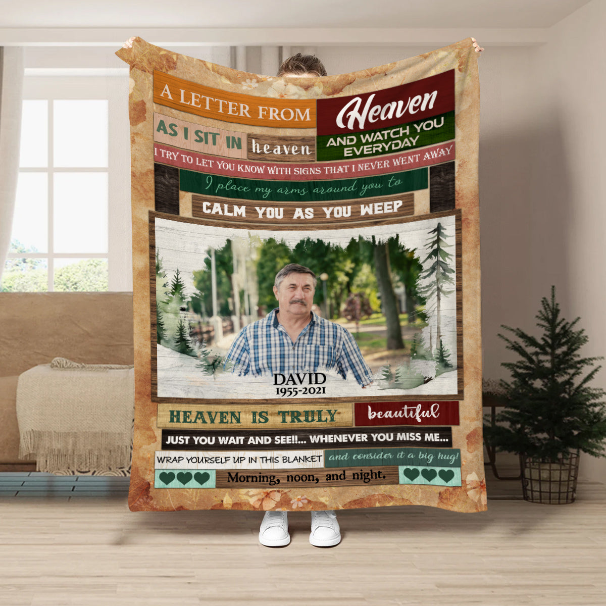Personalized Memorial Blanket With Photo, In Heaven Love Letter Memorial Blanket , Loss Of Grandma Grandpa Fleece Sherpa, Condolence Gifts For Anniversary