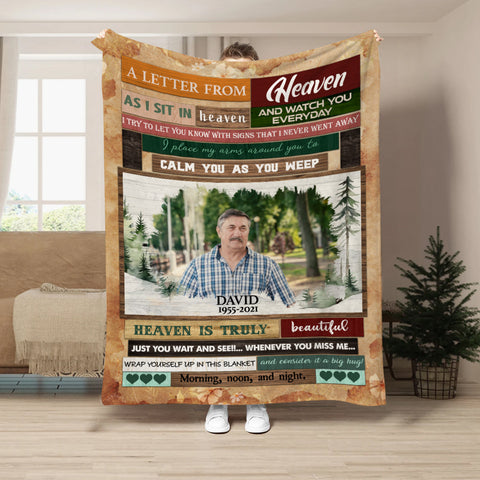 Personalized Memorial Blanket With Photo, In Heaven Love Letter Memorial Blanket , Loss Of Grandma Grandpa Fleece Sherpa, Condolence Gifts For Anniversary