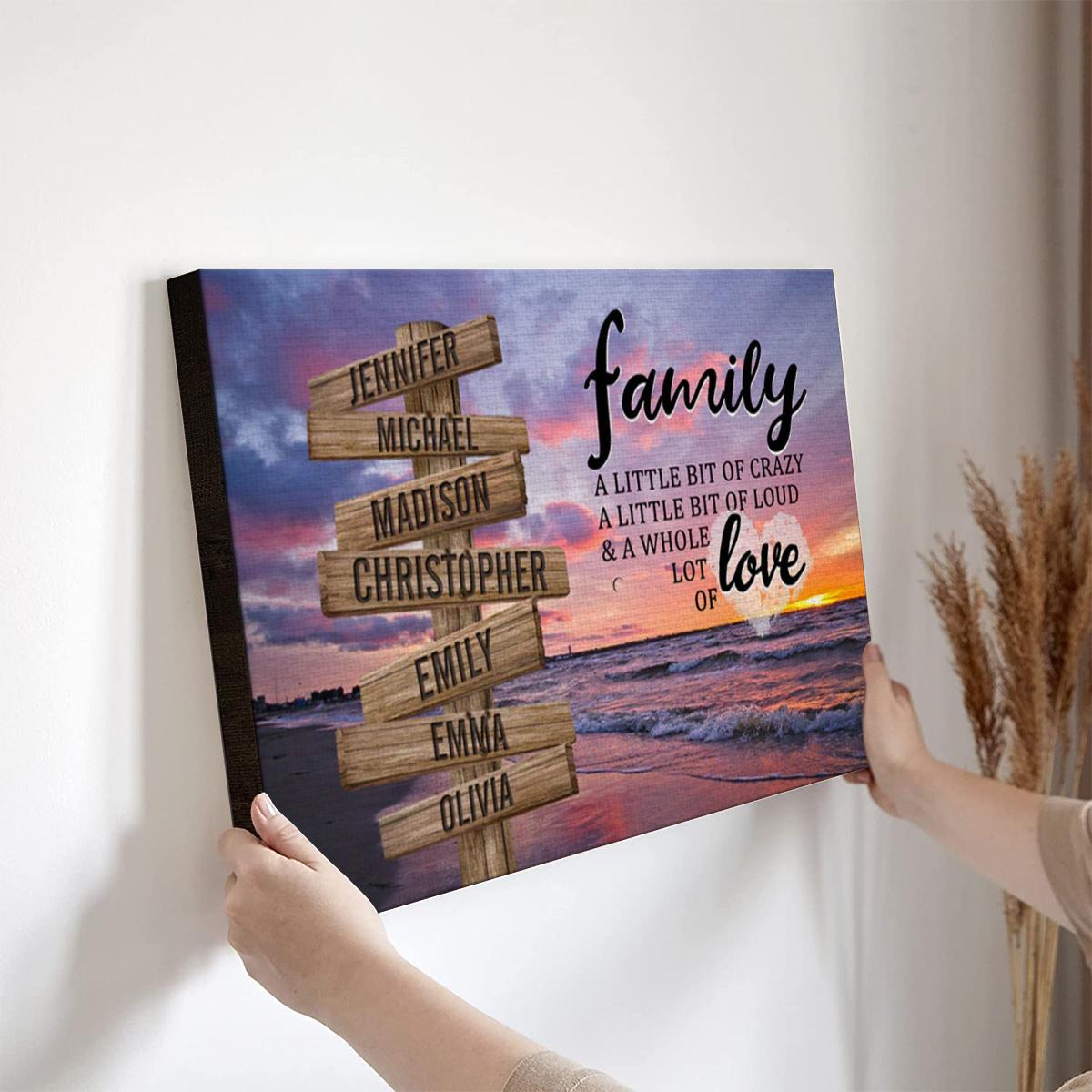Personalized Canvas Wall Art For Mom Dad Grandma From Kids Grandkids Wooden Signs Beach Sunset Whole Lot Love Custom Multi Name Poster Prints Home Decor Family Gifts For Mom Dad On Birthday