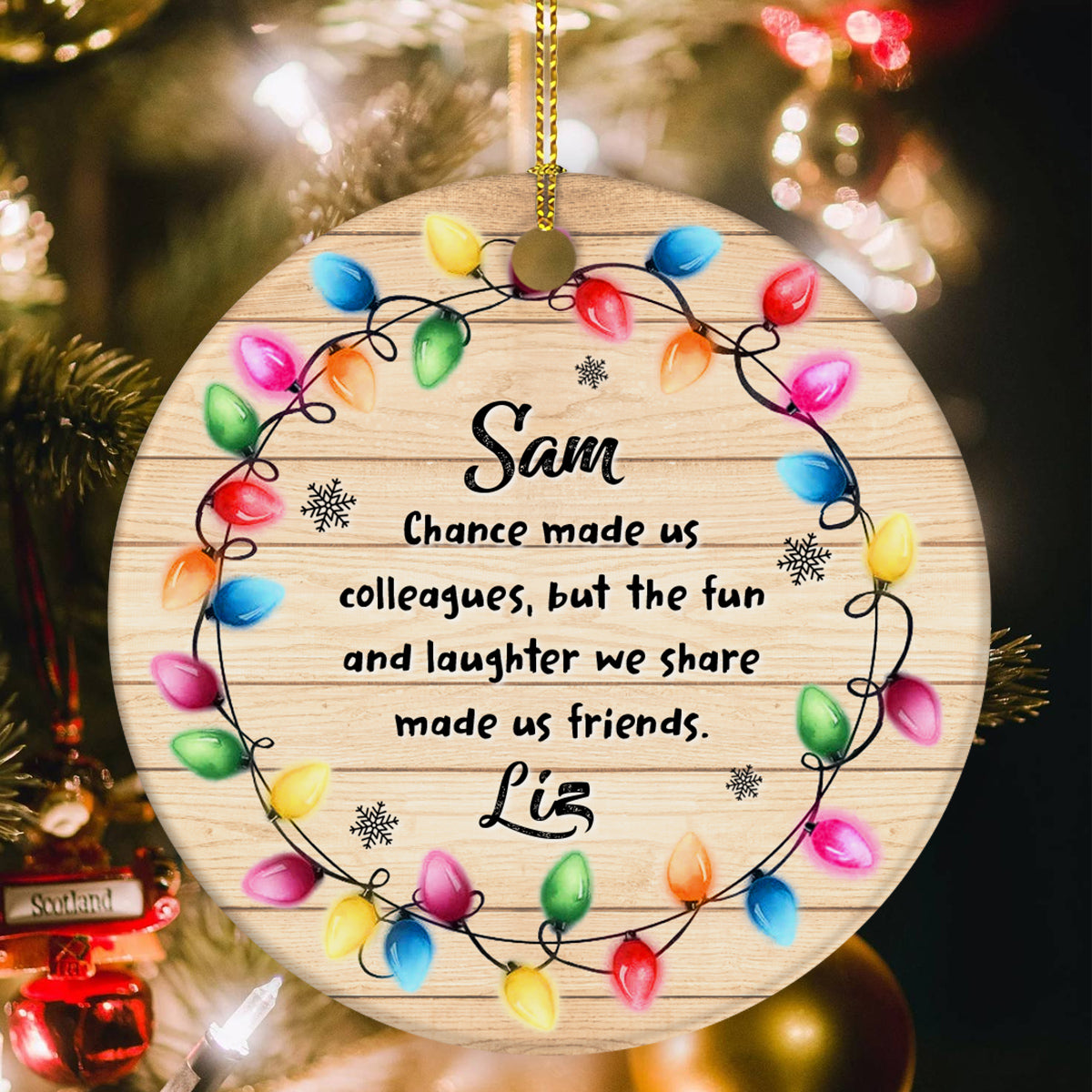 Coworker Christmas Ornament, Chance Made Us Colleagues Fun And Laughter We Share Made Us Friends Office Gift, Work Friend Holiday Ornament