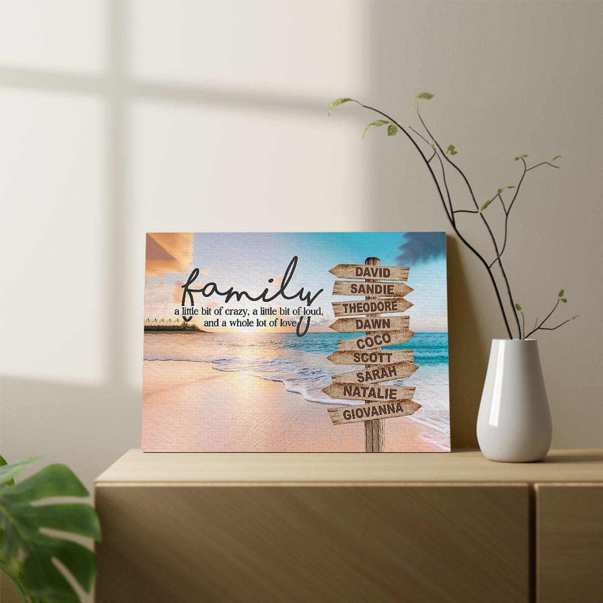 Gifts For Family, Family A Little Bit Of Crazy Street Sign Beach Printed , Personalized Canvas Wall Art, Gifts For Mom Dad, Poster Prints Home Decor, Family Wall Art, Gifts For Birthday