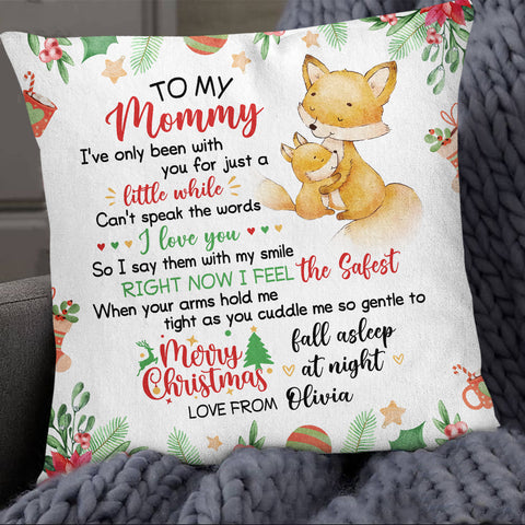 Personalized Square Pillow For New Mom Pregnancy Gifts Cute Fox I've Only Been With You Custom Double Sided Sofa On Christmas