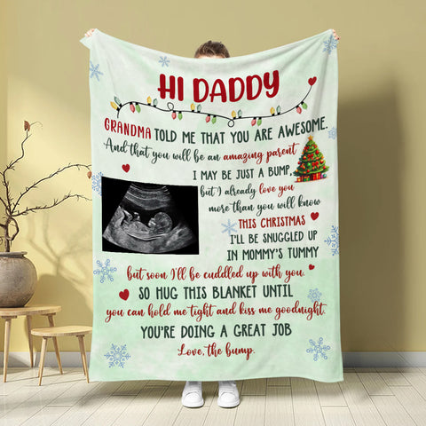 New Parents Gifts, Daddy Grandma Told Me That You Are Awesome, Personalized Photo Blanket, Gifts For New Daddy, Fleece Sherpa Blanket, Expecting Parents Blanket, Gifts For Birthday Xmas