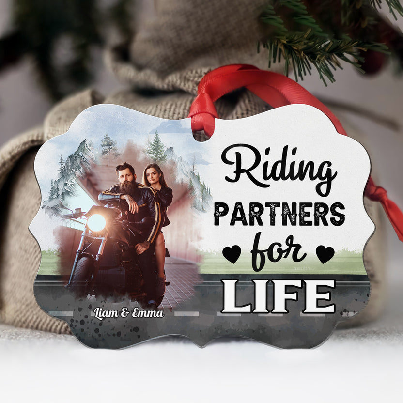 Riding Partners For Life Ornament, Motorcycle Couple Decor, Romantic Biker Love Quote, Personalized Names, Adventure Couple Keepsake, Gifts For Him Her Honey, Xmas Tree Decor Valentine