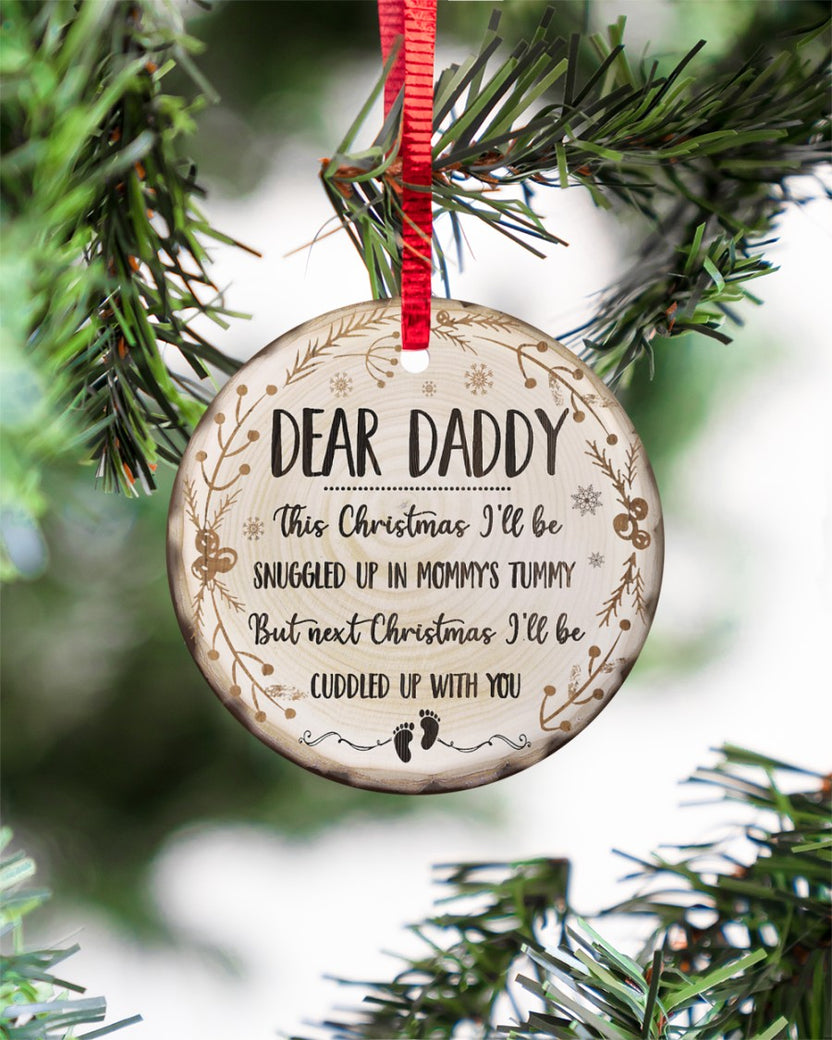 Personalized Dear Daddy This Christmas Circle Ornament For First Dad To Be From Baby Bump Custom Name Mom To Dad Christmas Ornament Expecting Father Ornament Gifts For Anniversary Xmas Holiday