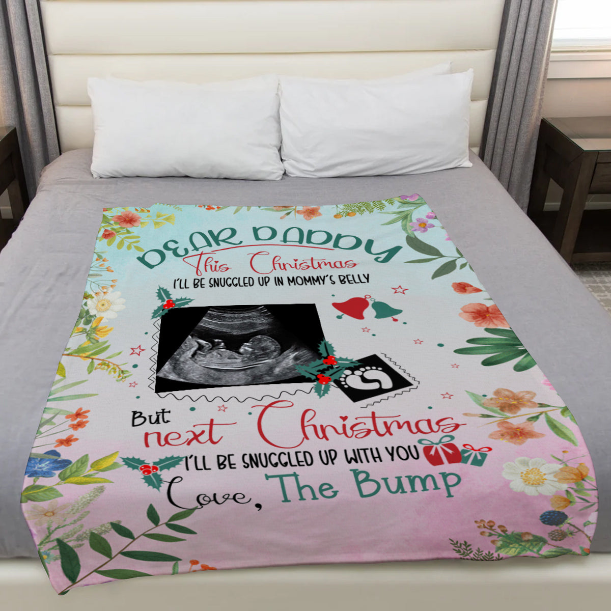 Expecting Parents Gifts, I’ll Be Snuggled Up In Mommy’s Belly, Personalized Photo Blanket, Gifts For New Daddy, Fleece Sherpa Blanket, Expectant Parents Blanket, Gifts For Birthday Xmas