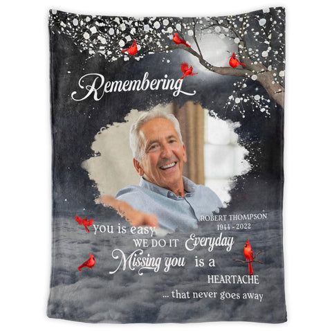 Memorial Gifts, Personalized Memorial Blanket With Photo, Remembering You Is Easy, Loss Of Grandma Grandpa Blanket, Fleece Sherpa, Remembrance Gifts For Anniversary