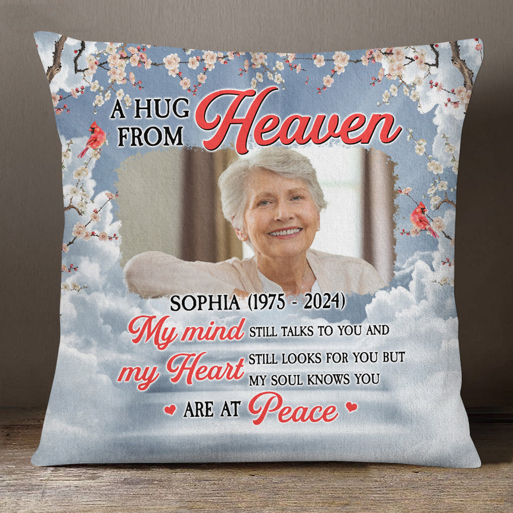 Memorial Gifts, Personalized Memorial Square Pillow, My Mind Still Talks Heart Looks For You, Gifts For Loss Of Mom Grandma, Sofa Couch Cushion, Memorial Gifts For Anniversary Birthday
