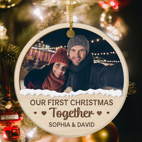 Couple Photo First Christmas Ornament, Custom Holiday Tree Decoration, Romantic Couple Keepsake, First Christmas Together Keepsake, Holiday Ornament Gifts For Him Her Honey Wife Husband