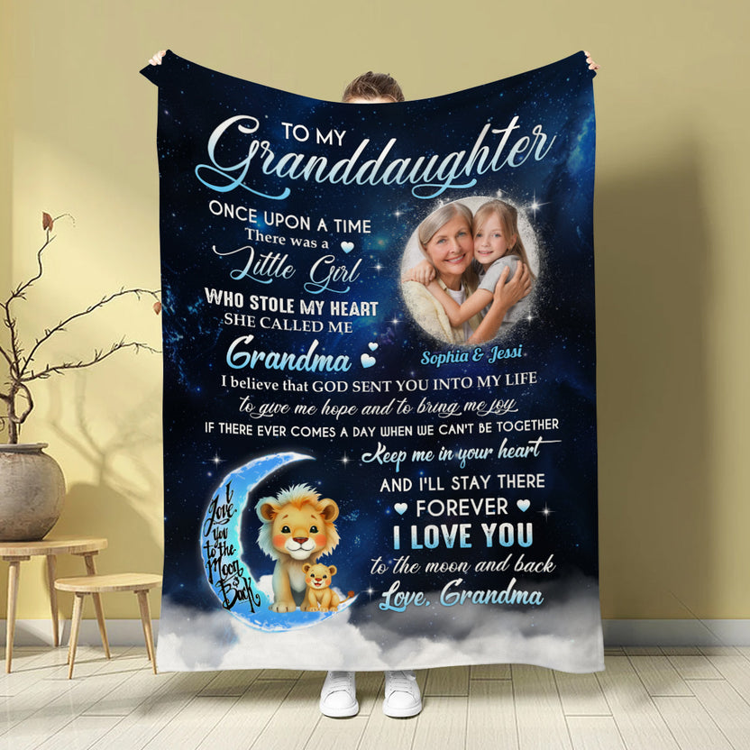 Granddaughter Gifts, She Called Me Grandma Lion And Upload Photo, Personalized Blanket, Gifts For Granddaughter From Grammy, Fleece Sherpa Blanket, Gifts For Christmas Birthday