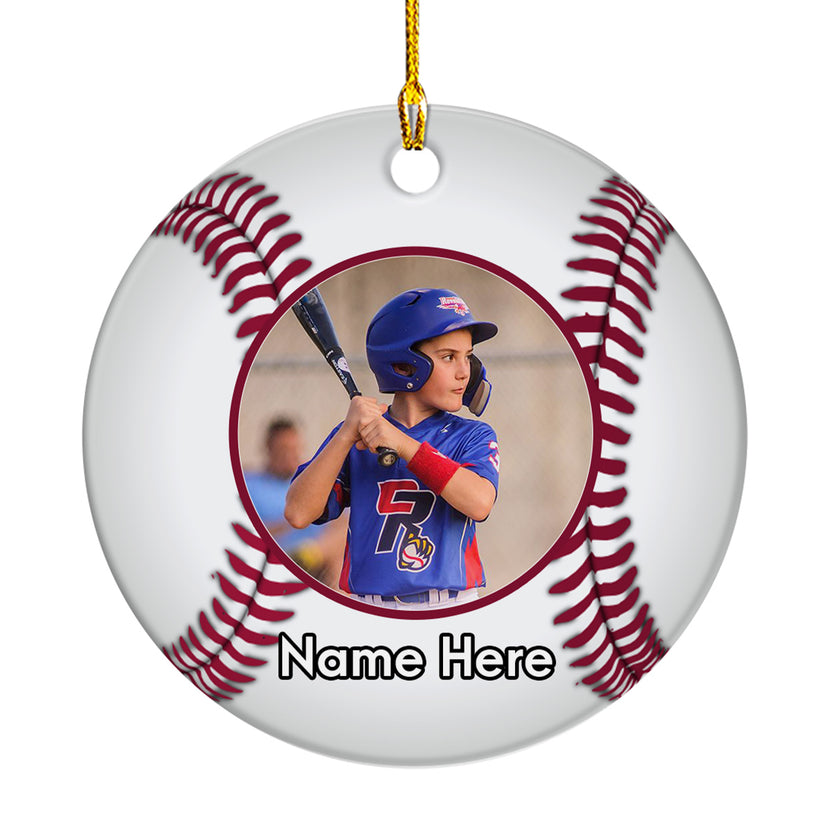 Personalized Baseball Ornament For Baseball Lovers From Mom Dad Family Baseball Fan Gifts Christmas Ornament Custom Name Baseball Sport Baseball Players With Name And Photo Hanging Tree