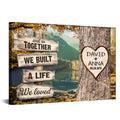 And So Together We Built A Life We Loved Custom Name & Date Heart Carving On Tree Rustic Wood Sign With Autumn Forest Poster