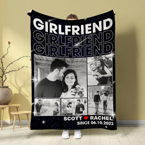 Gifts For Couple, Girlfriend Personalized Photo Custom Name Since Date, Soft Blanket With Picture  Gifts For Him Her Honey, Custom Fleece Sherpa Blanket Valentine Anniversary