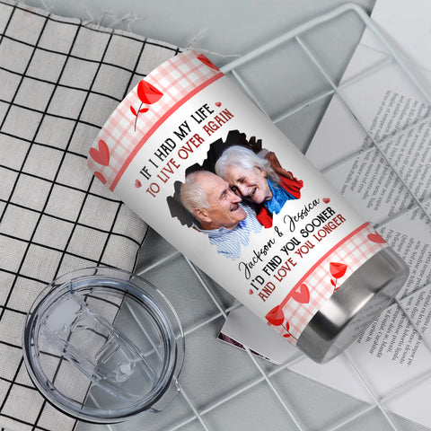 If I Had My Life To Live Over Tumbler Cup, "I’D Find Sooner And Love You Longer”, Personalized Tumbler, Gifts For Him Her Wife Husband 20oz With Lid Travel Cup, Gifts For Valentine