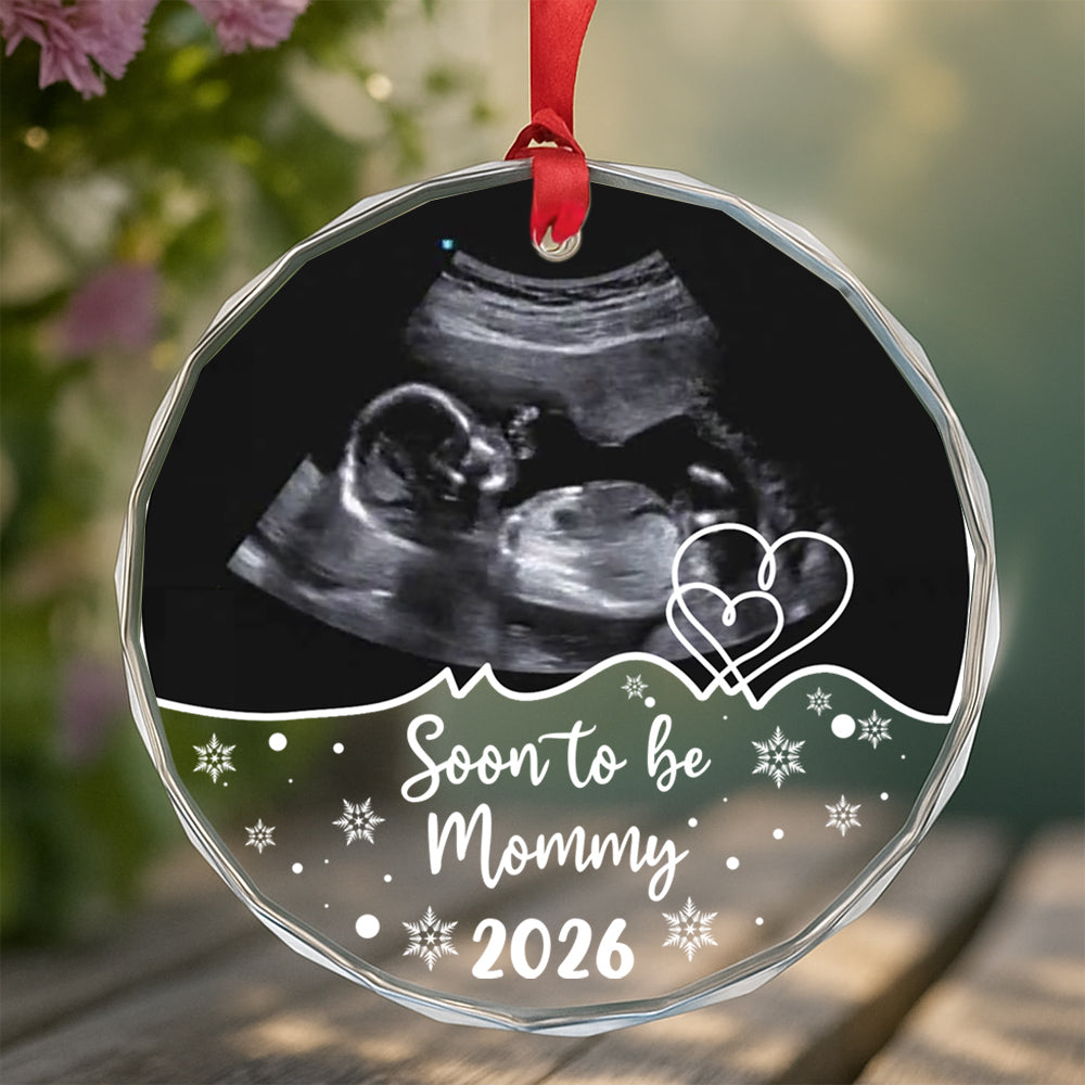 Personalized Ultrasound Glass Ornament, Soon To Be Mommy Year, Custom Sonogram Keepsake, New Mom Holiday Decoration, Baby Reveal, Expecting Mother, Personalized Photo Christmas Ornament