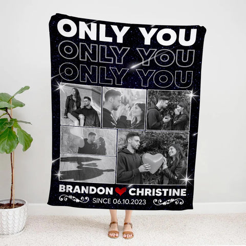 Custom Photo Blanket, Personalized Name And Year Blanket, Couple Memory Home Decor, Custom Relationship Memory, Gifts For Him Her Fleece Sherpa Gifts For Valentine Anniversary