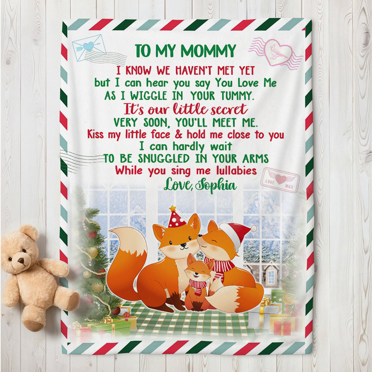 Gifts For Expecting Mom, As I Wiggle In Your Tummy Fox Family, Personalized Blanket, Gifts For New Mom Mom To Be Mommy, Fleece Sherpa, First Mom Blanket, Gifts For Christmas Birthday