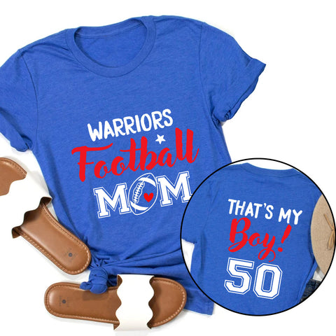 Personalized T-Shirt For Mommy From Son Boy Kids Football Gifts Football Mom That's My Boy Fan Football Family Football Games Day Custom Title And Number Short Sleeve Tops Tee Shirt