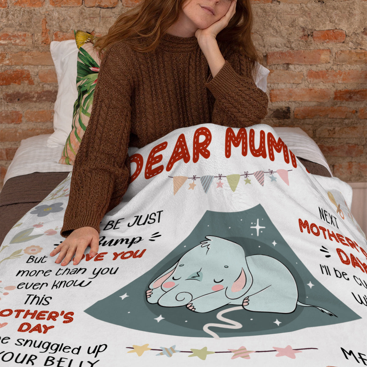 Mom To Be Gifts, Cute Baby Elephant Sleeping In Mommy's Belly Keep This Blanket Until Can Hold In Arms, Personalized Blanket, Gifts For New Mommy, Fleece Sherpa Mother's Day