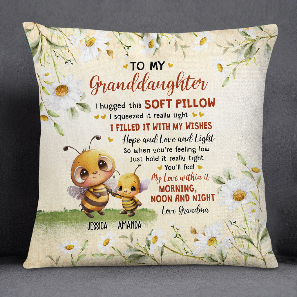 Personalized Square Pillow For Granddaughter Kids From Grandma Gifts For Granddaughter When You're Feeling Low Just Hold It Honey Bee Custom Name Double Sided Sofa Couch Cushion On Birthday
