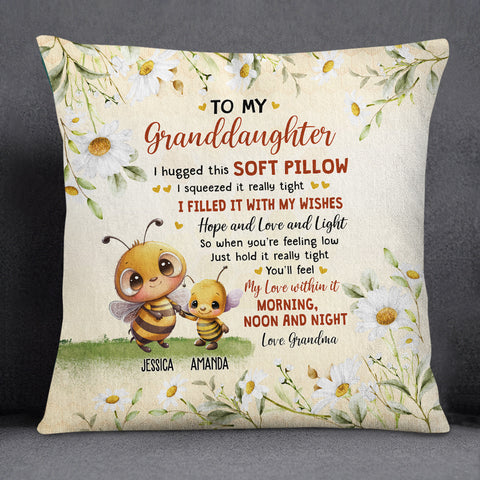 Personalized Square Pillow For Granddaughter Kids From Grandma Gifts For Granddaughter When You're Feeling Low Just Hold It Honey Bee Custom Name Double Sided Sofa Couch Cushion On Birthday