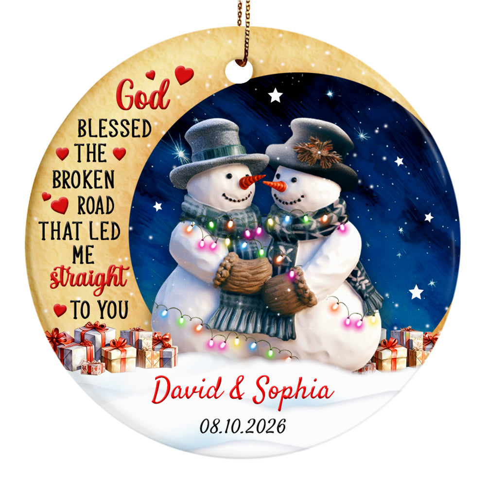 God Blessed The Road That Led Me To You Cute Couple Crescents Moon, Personalized Name Christmas Ornament For Couples, Christmas Tree Decoration, Personalized Ornament, Gifts For Him Her