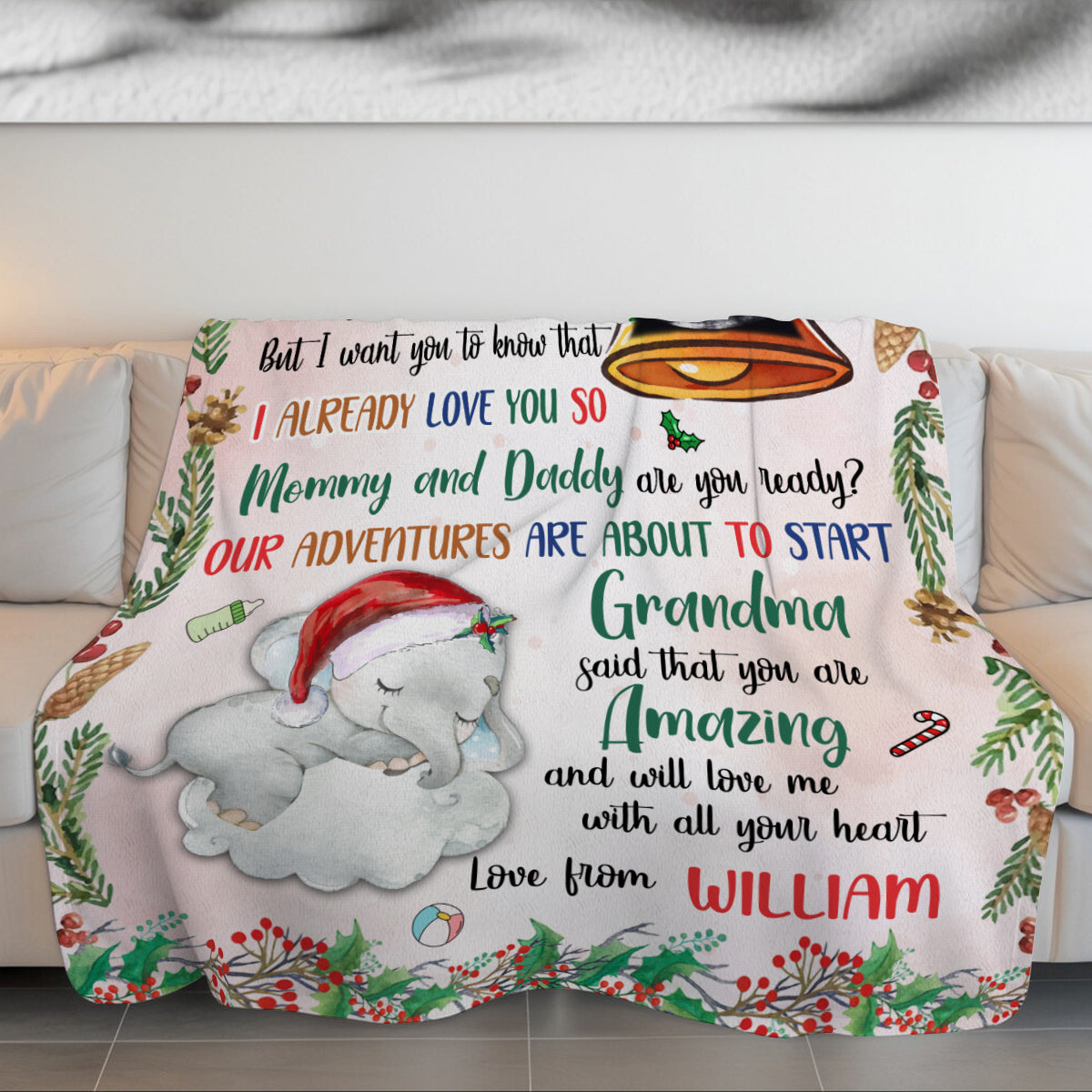 New Parents Gifts, Baby Ultrasound In Bell And Elephant Mommy And Daddy Are You Ready Our Adventures Blanket, Gifts For New Parents, Fleece Sherpa Blanket, New Parents Blanket