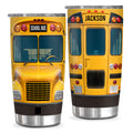 Personalized Tumbler For Men Dad Husband Coworker From Family Friends Custom Name Tumbler, Insulated Stainless Steel Travel Cup, School Bus Front And Back View Design, For Teacher