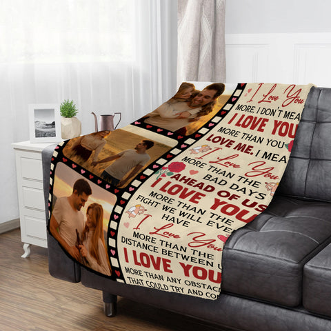 Personalized Photo Blanket, When I Say I Love You Blanket, Romantic Couple Gift, Anniversary Valentine Custom Love Film Strip Design