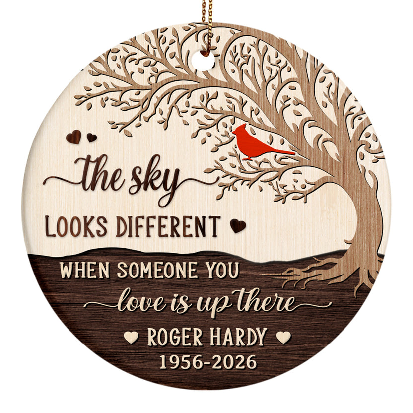 Sympathy Gifts, Memorial Ornament, Sky Look Different When Someone You Love Is Up There, Custom Remembrance Ornament, Memorial Sympathy Keepsake, Loss Of Family Member Tree Decor