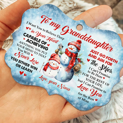 Granddaughter Gifts, Promise To Love You For The Rest Of Mine Cute Grandma & Grandkid Together Snowflakes Aluminum Ornament