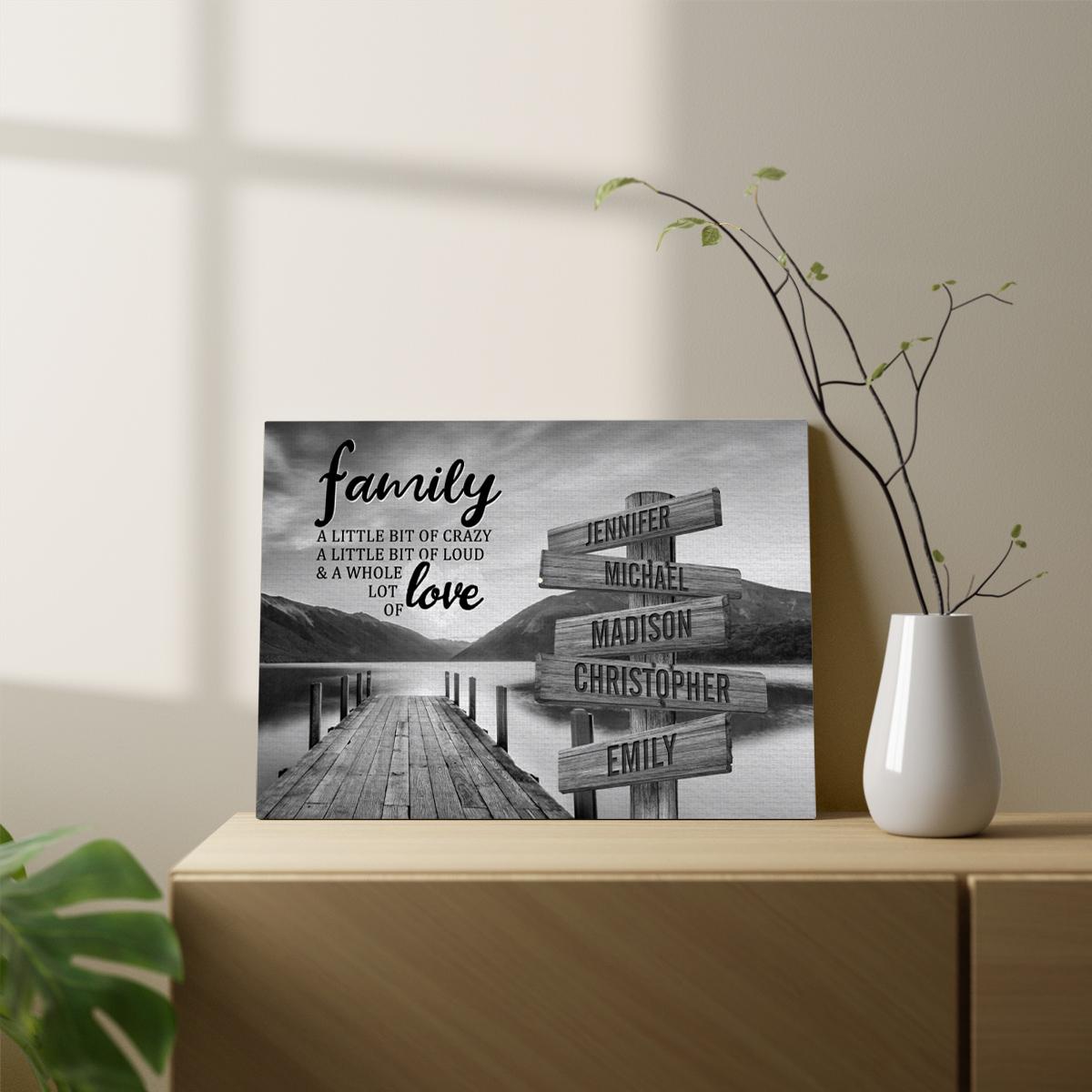 Personalized Canvas Wall Art For Mom Dad Grandma From Kids Grandkids A Little Of Crazy Loud And Lot Love Wooden Signs Custom Multi Name Poster Prints Home Decor Family Gifts For Birthday