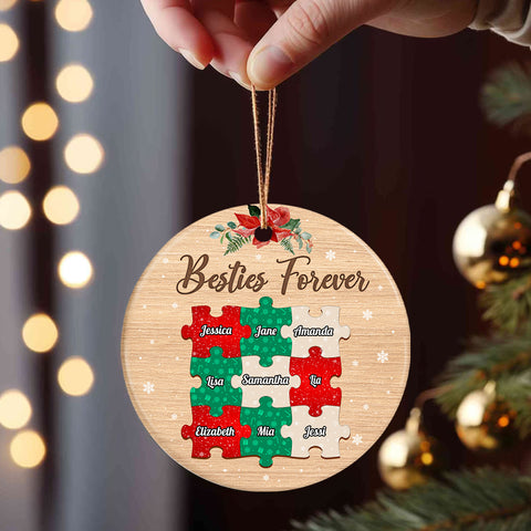 Personalized Friends Cute Forever Ornament, Custom Names Friendship Christmas, Friends Holiday Keepsake Tree Decoration, Personalized Christmas Ornament, Gifts For Unbiological Sister