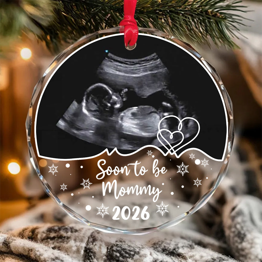 Personalized Ultrasound Glass Ornament, Soon To Be Mommy Year, Custom Sonogram Keepsake, New Mom Holiday Decoration, Baby Reveal, Expecting Mother, Personalized Photo Christmas Ornament