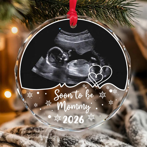 Personalized Ultrasound Glass Ornament, Soon To Be Mommy Year, Custom Sonogram Keepsake, New Mom Holiday Decoration, Baby Reveal, Expecting Mother, Personalized Photo Christmas Ornament