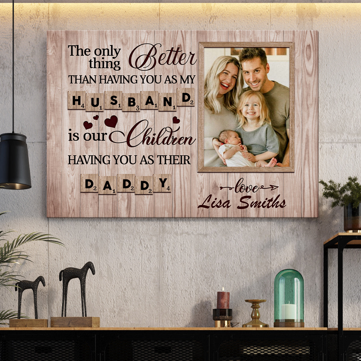 Gifts Ideas For Dad, Having You As My Husband Is Our Children, Personalized Canvas Wall Art, Gifts For Father Dad From Kids Children, Poster Prints Wall Decor, Gifts For Father's Day