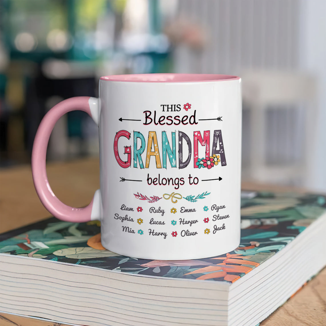 Personalized Coffee Mug For Mimi From Grandson This Blessed Grandma Belongs To Custom Nickname Names Mother's Day Custom Name Novelty Ceramic Cup 11 15Oz Grandma Gifts On Birthday Idea Gifts