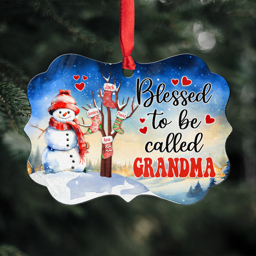 Gifts For Grandma, Cute Stockings Xmas Tree Blessed To Be Called Grandma Christmas Ornament, Gifts For Nonna From Grandchildren, Xmas Tree Hanging Keepsake Medallion Aluminum Ornament