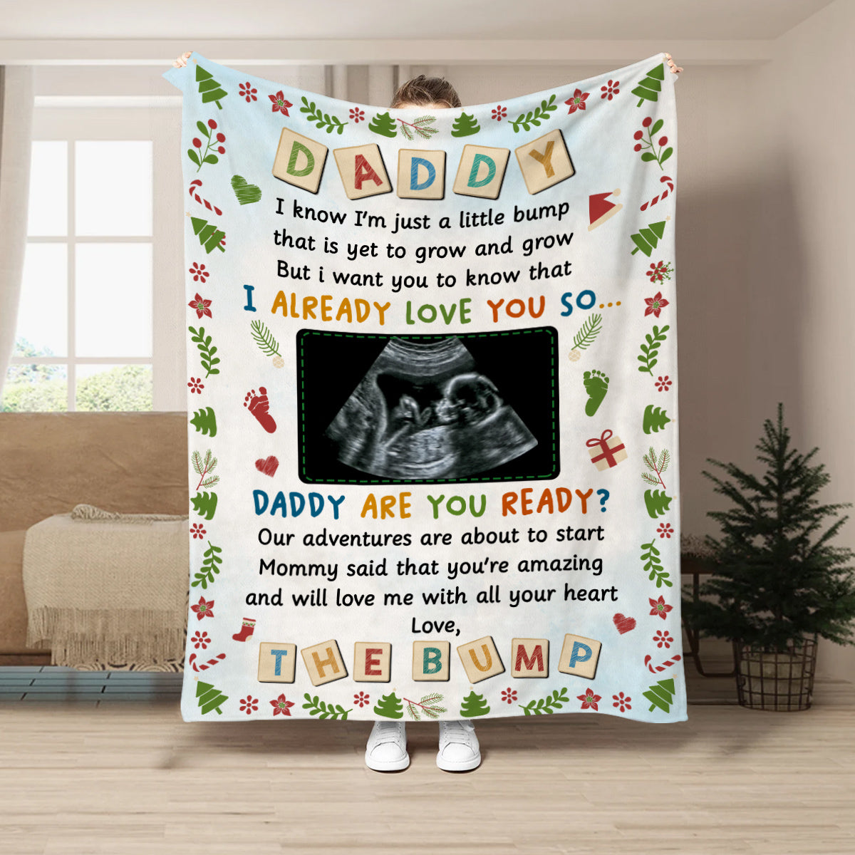 New Dad Gifts, Daddy I Already Love You Daddy Are You Ready Baby Ultrasound, Personalized Blanket, Gifts For Future Daddy, Fleece Sherpa, Dad To Be Blanket, Gifts For Xmas