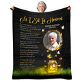 Sympathy Gifts, Memorial Blanket With Photo, Heaven Remembrance, Glowing Butterflies Artwork, Portrait Photo Center, Personalized Name, Comfort Message From Heaven, Loss Of Mom Dad