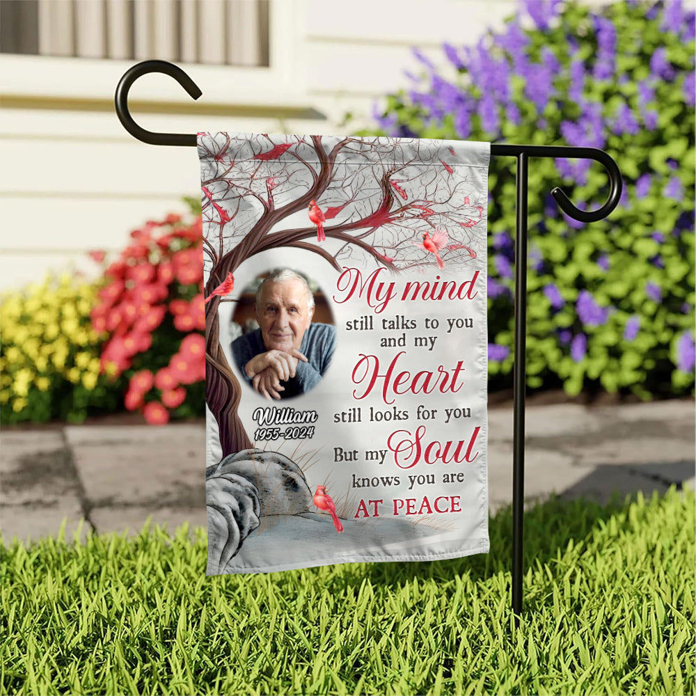 Sympathy Gifts, Memorial Photo Yard Flag, My Soul Knows You Are At Peace, Custom Name, Custom Banner For Loss Of Family, Sympathy Memorial Garden Banner Decor, Gifts For Loss Of Mom Dad