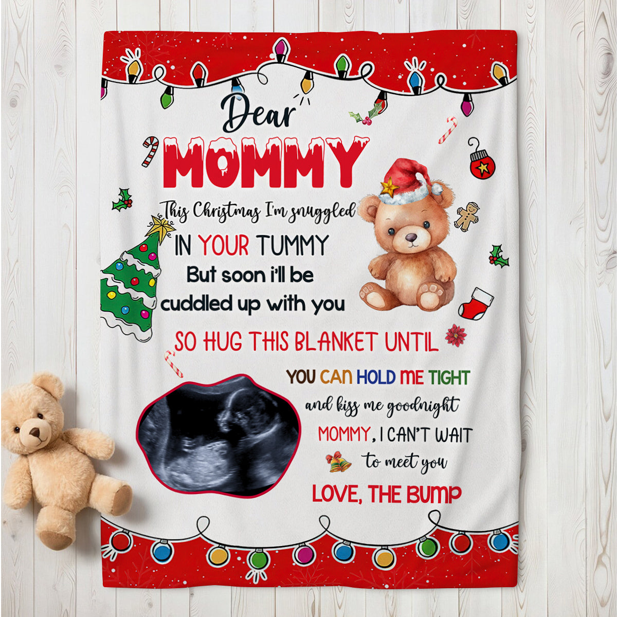 Mom To Be Gifts, So Hug This Blanket Until You Can Hold Tight Bear With Sonogram, Personalized Blanket, Gifts For Mommy New Mom, Fleece Sherpa, New Mom Blanket, Gifts For Christmas