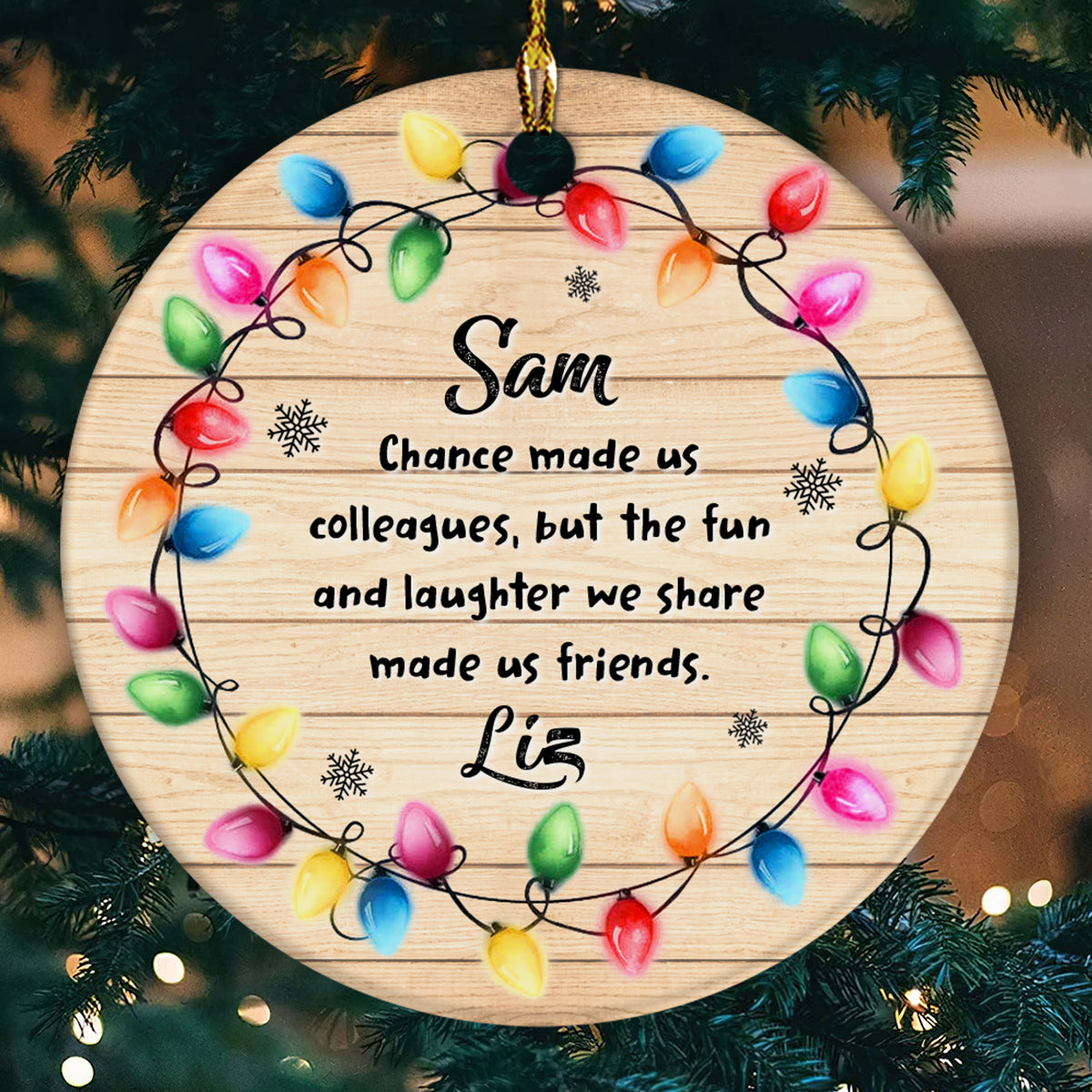 Coworker Christmas Ornament, Chance Made Us Colleagues Fun And Laughter We Share Made Us Friends Office Gift, Work Friend Holiday Ornament