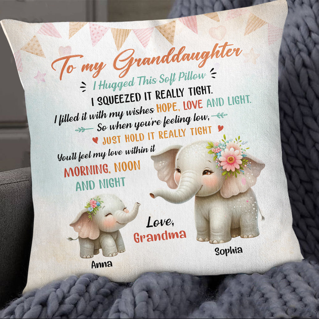 Personalized Square Pillow For Grandkids From Nana Gifts For Granddaughter You'll Feel My Love Within It Morning Noon Night Cute Grandma Grandkids Elephant Double Sided Sofa Couch