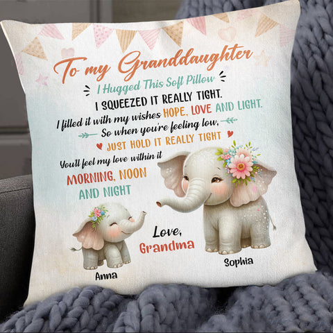 Personalized Square Pillow For Grandkids From Nana Gifts For Granddaughter You'll Feel My Love Within It Morning Noon Night Cute Grandma Grandkids Elephant Double Sided Sofa Couch