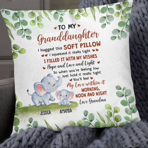 Personalized Square Pillow For Granddaughter Kids From Grandparents Gifts For Granddaughter You'll Feel My Love Within It Morning Elephant Custom Name Double Sided Couch Cushion On Birthday
