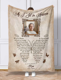 Personalized Memorial Blanket For Loss Of Mom Dad As I Sit In Heaven Loss Of Mother  Custom Name Upload Photo Remembrance Gifts Ideas In Loving Memory Fleece Sherpa Blanket