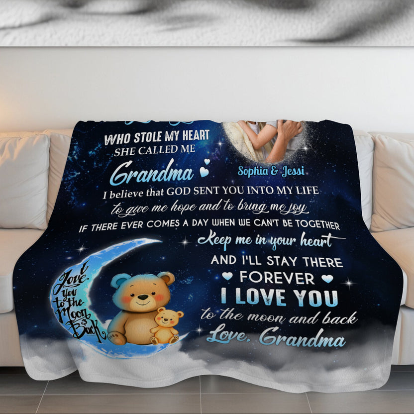 Granddaughter Gifts, She Called Me Grandma Bear Photo, Personalized Blanket, Gifts For Granddaughter Fleece Sherpa Blanket